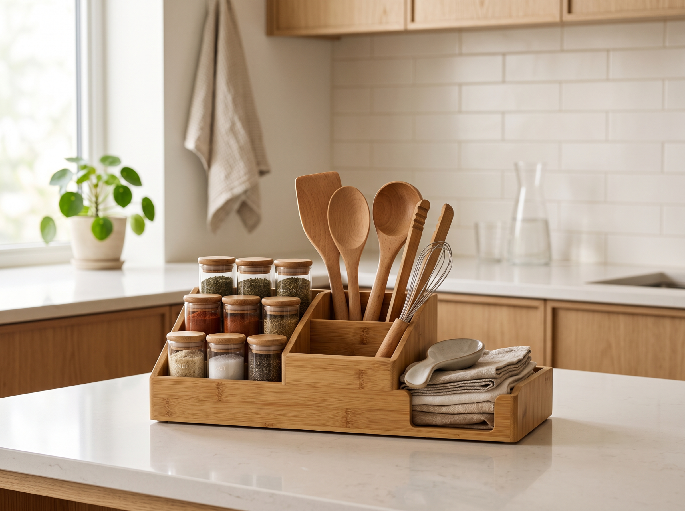 Bamboo Kitchen Organizer